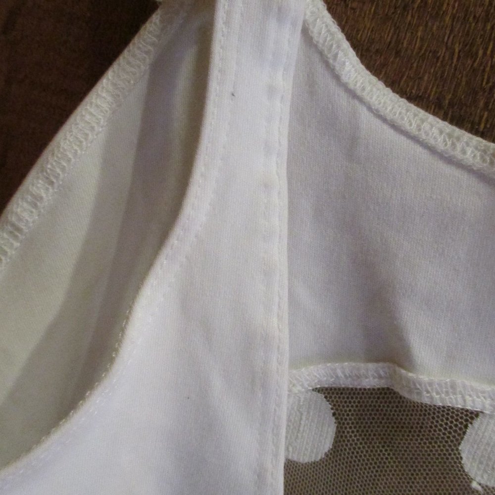 🍋NEW FOR LOVE & LEMONS SKIVVIES CLEMENTINE POLKA DOT WHITE MESH BODYSUIT SIZE L - Picture 5 of 9